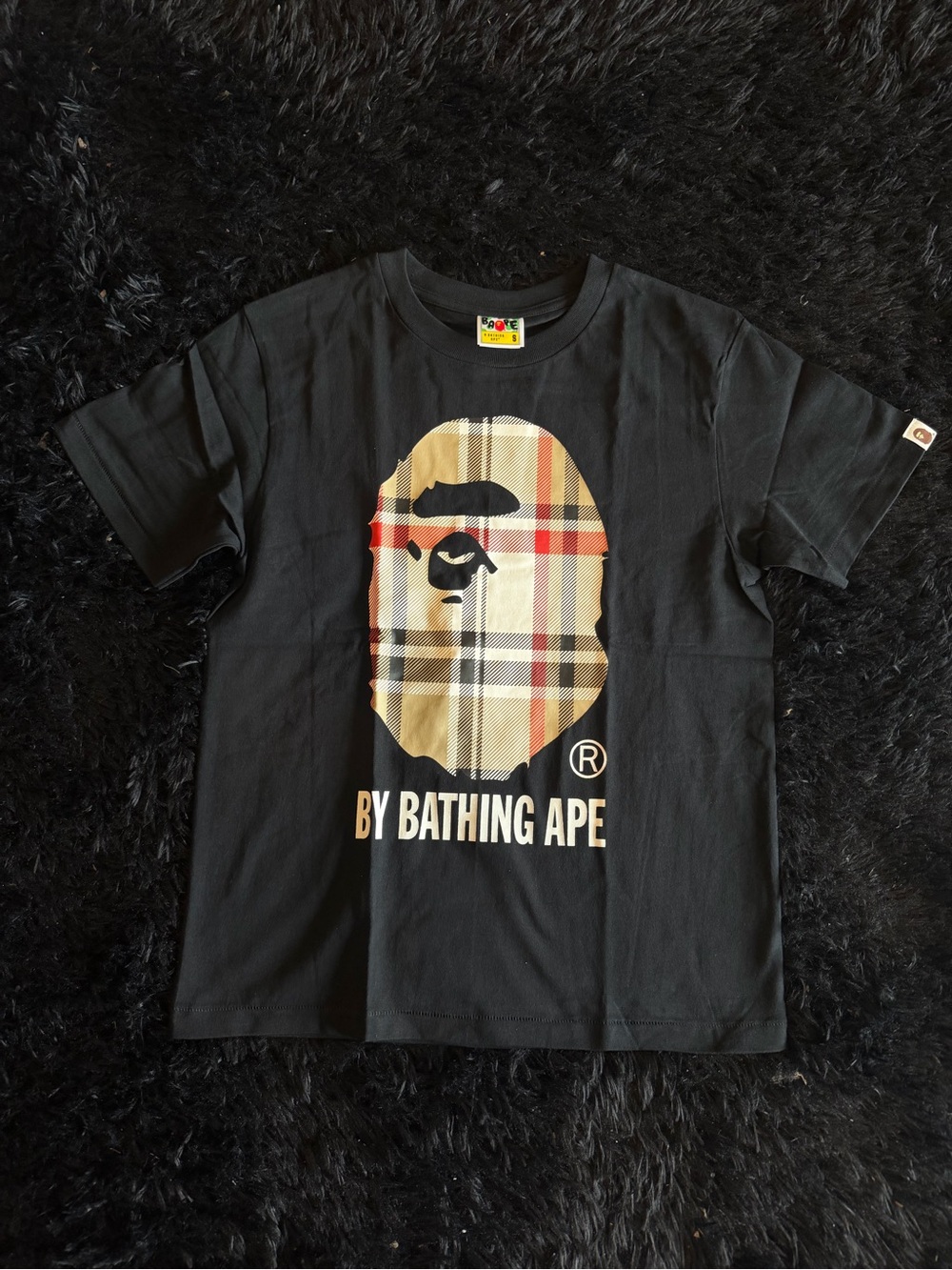 Black Burberry Logo Bape T Shirt